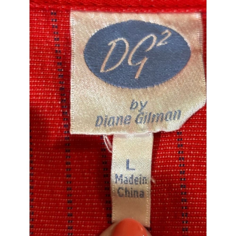 DG2 Diane Gilman Red Denim Shirt Dress Size L NWT Western Cowgirl Americana - Picture 7 of 9